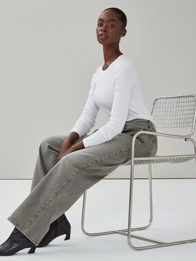 JOE FRESH High Rise Wide Leg Grey Denim